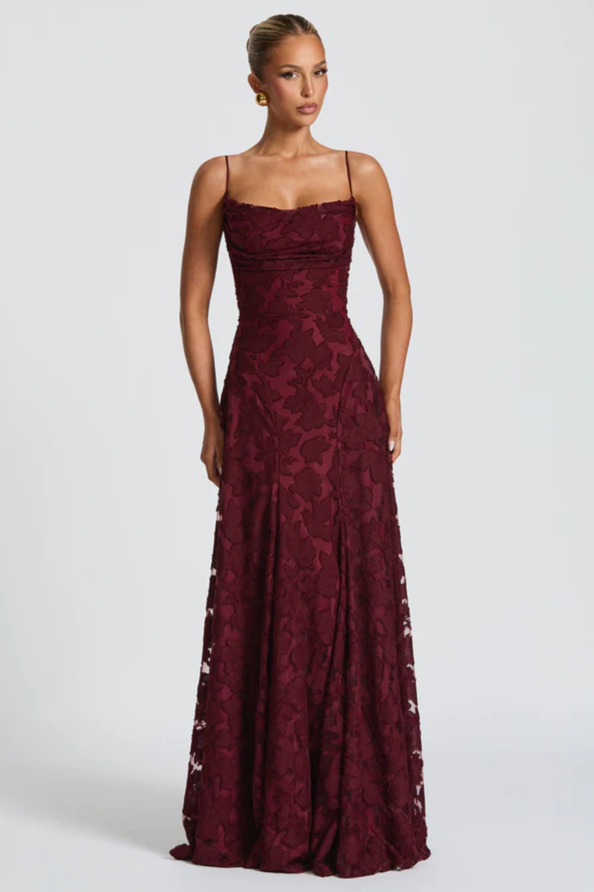 Maxi dress for women thin straps cowl neckline backless lace-up