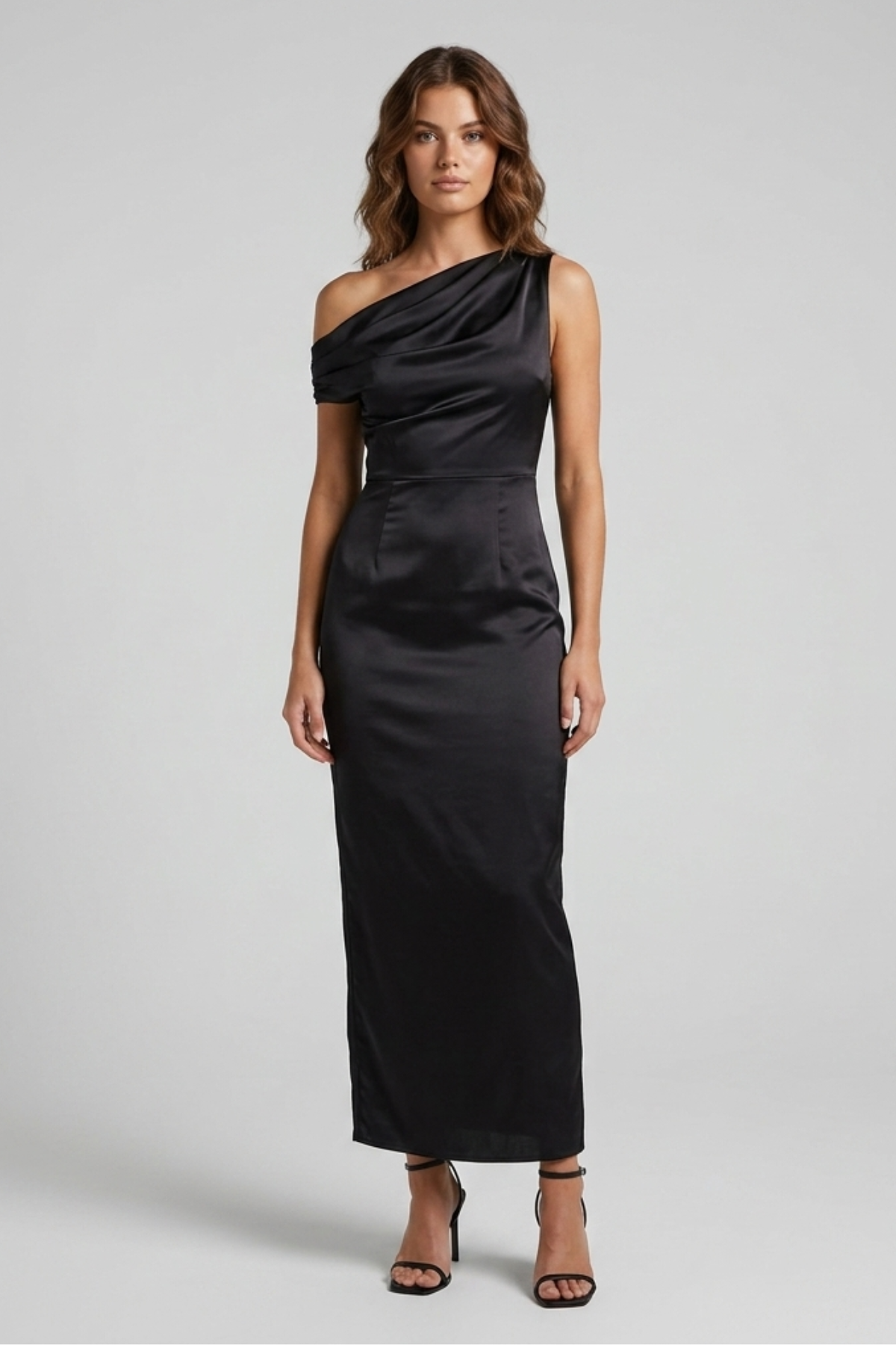 Women's Maxi dress cowl neck bare Shoulder fitted fluid cut