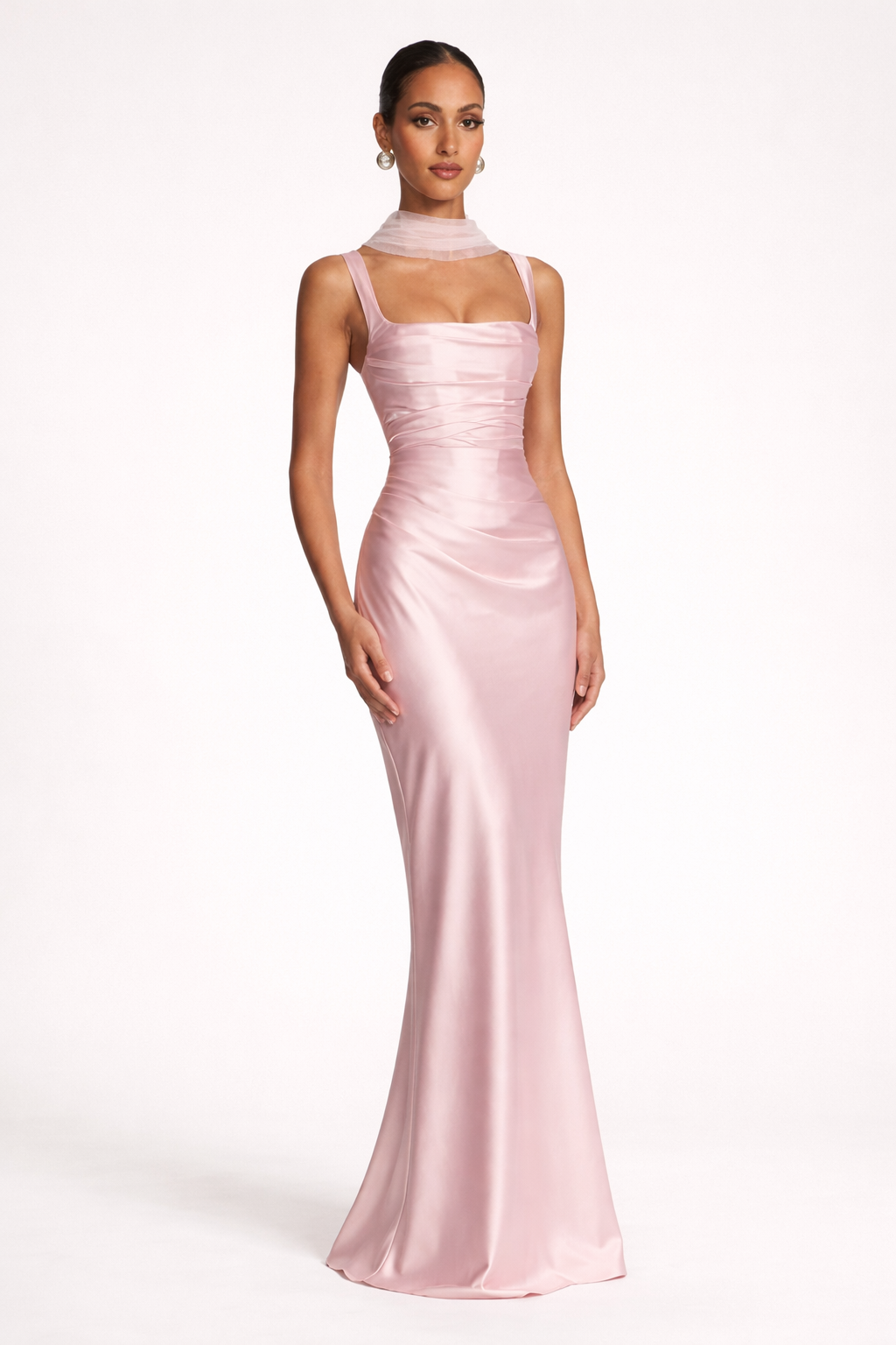 Maxi dress for women fitted cut square neck lace-up back