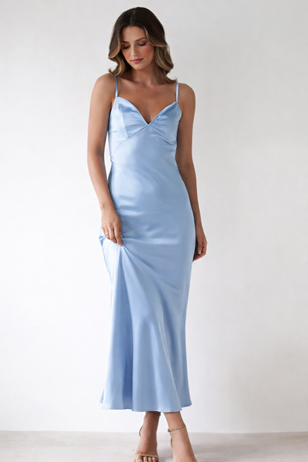 Sky blue Maxi dress with thin straps