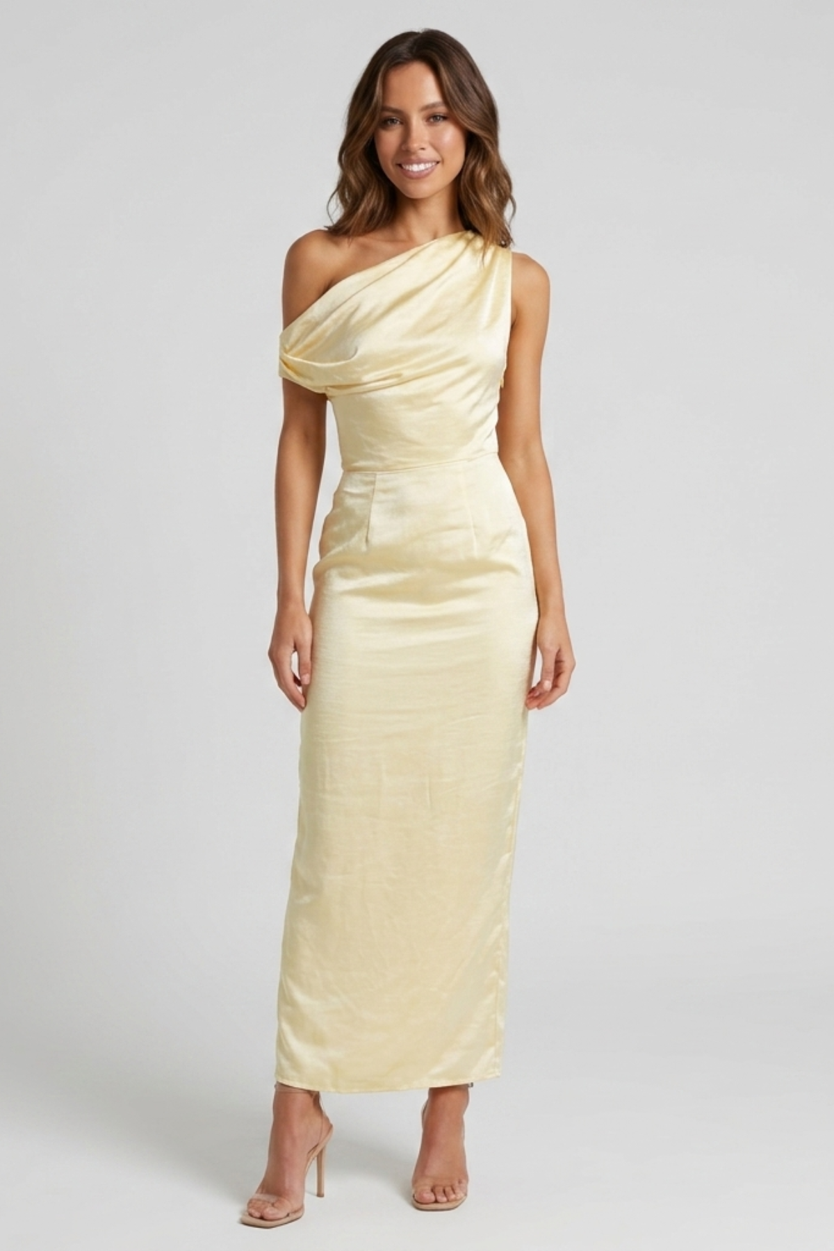 Women's Maxi dress cowl neck bare Shoulder fitted fluid cut