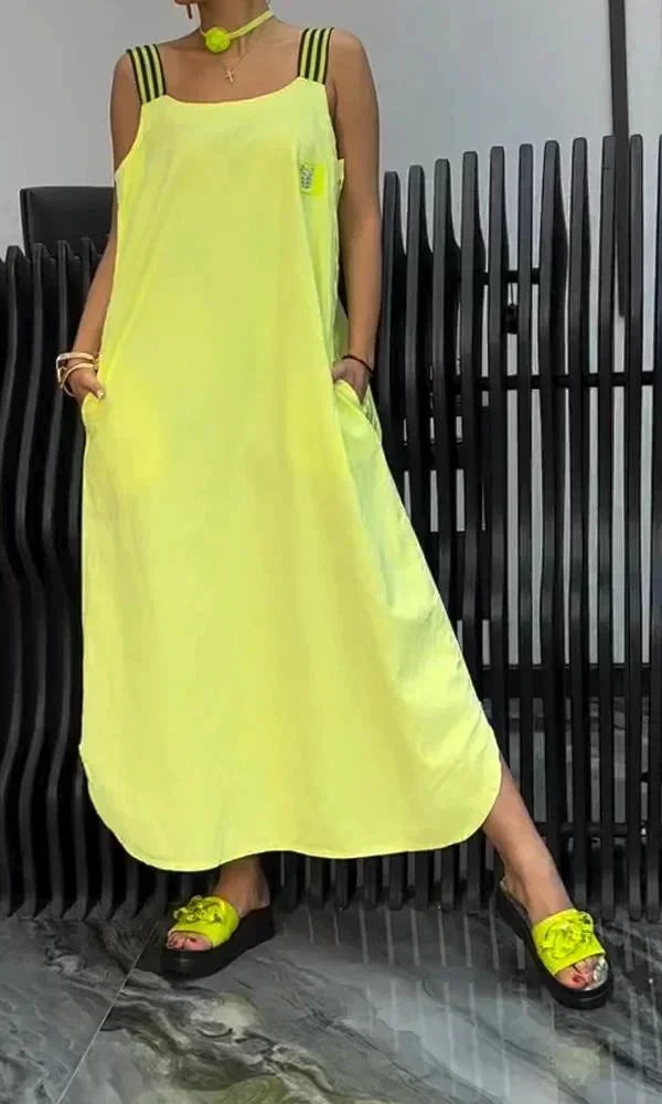 Women's Maxi dress with wide straps and pockets
