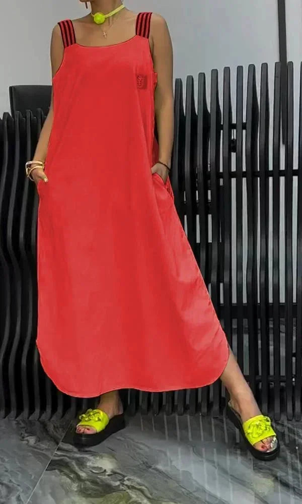 Women's Maxi dress with wide straps and pockets