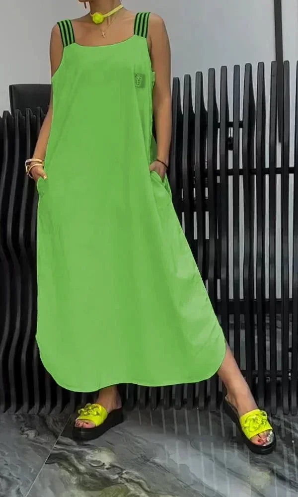Women's Maxi dress with wide straps and pockets