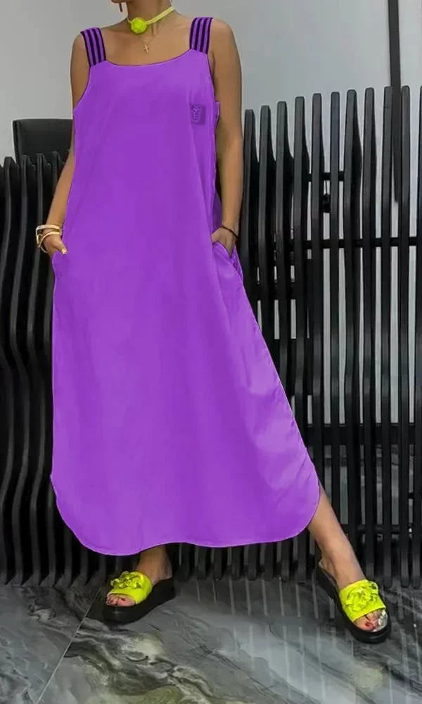 Women's Maxi dress with wide straps and pockets