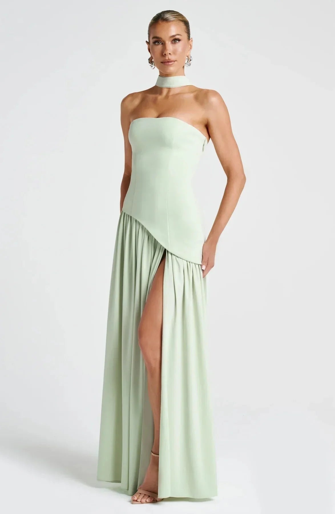 Slit Maxi dress for women with scarf