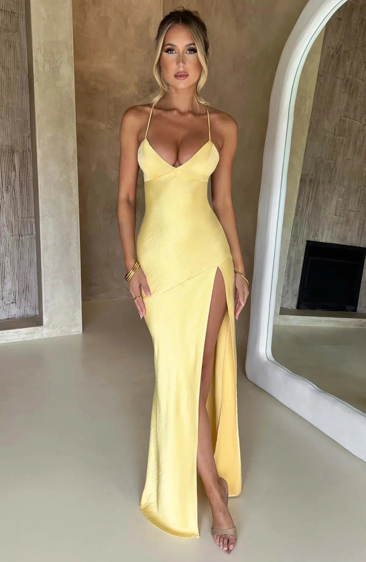 Slit silk Maxi dress for women