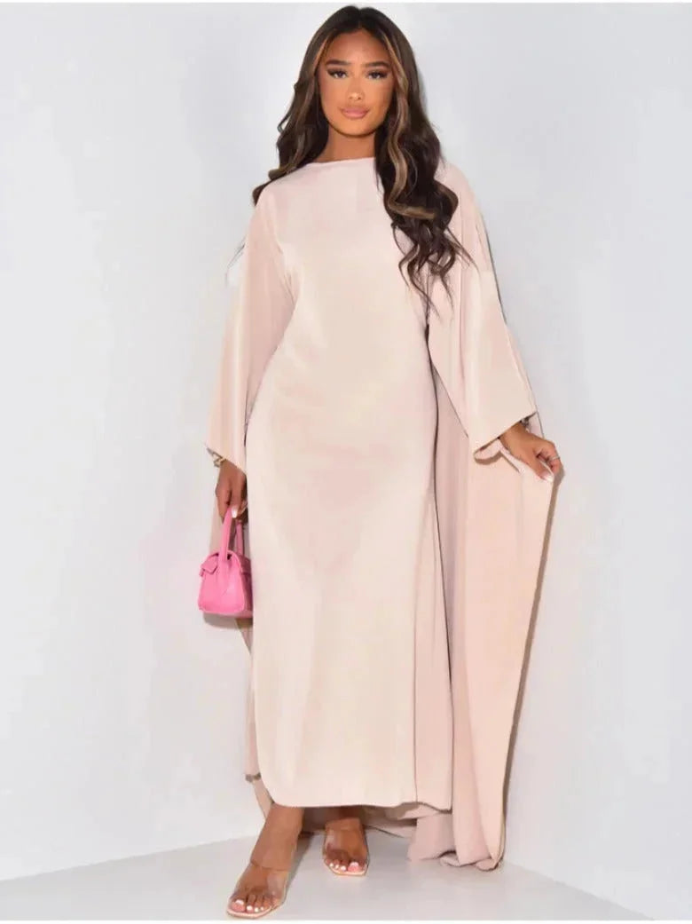 Women's Maxi dress with long draped flowy sleeves