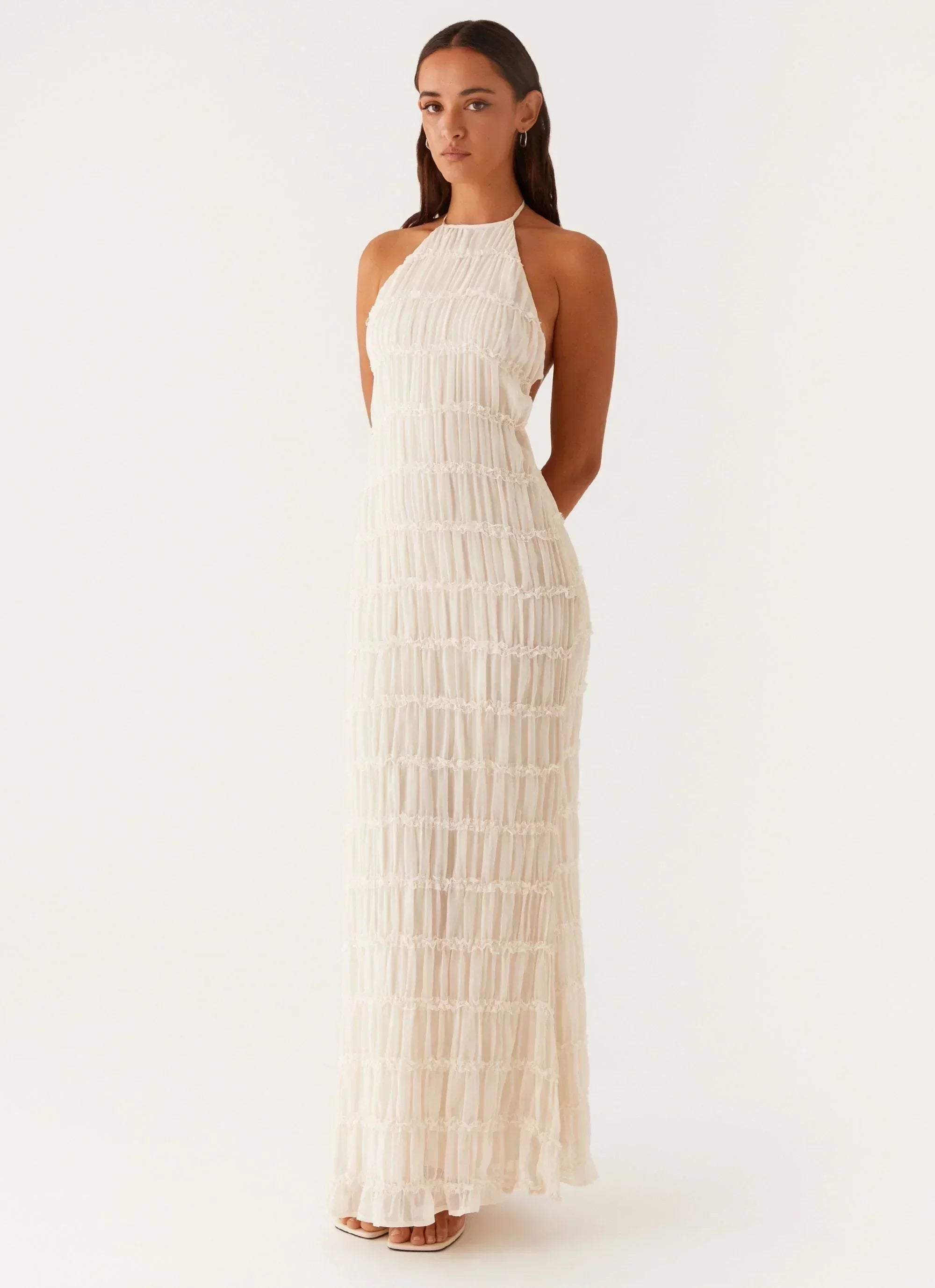 Women's black textured Maxi dress