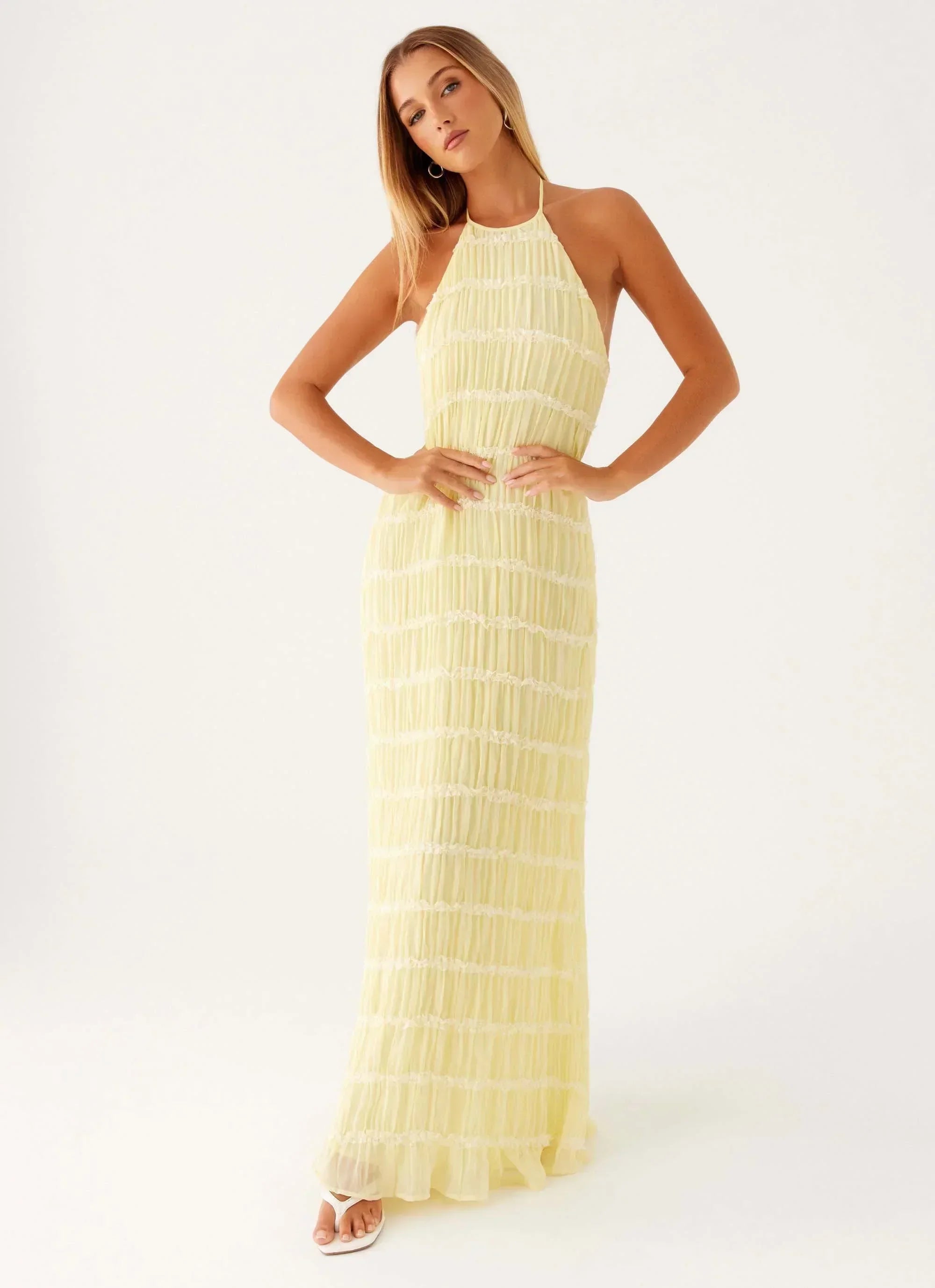 Women's black textured Maxi dress