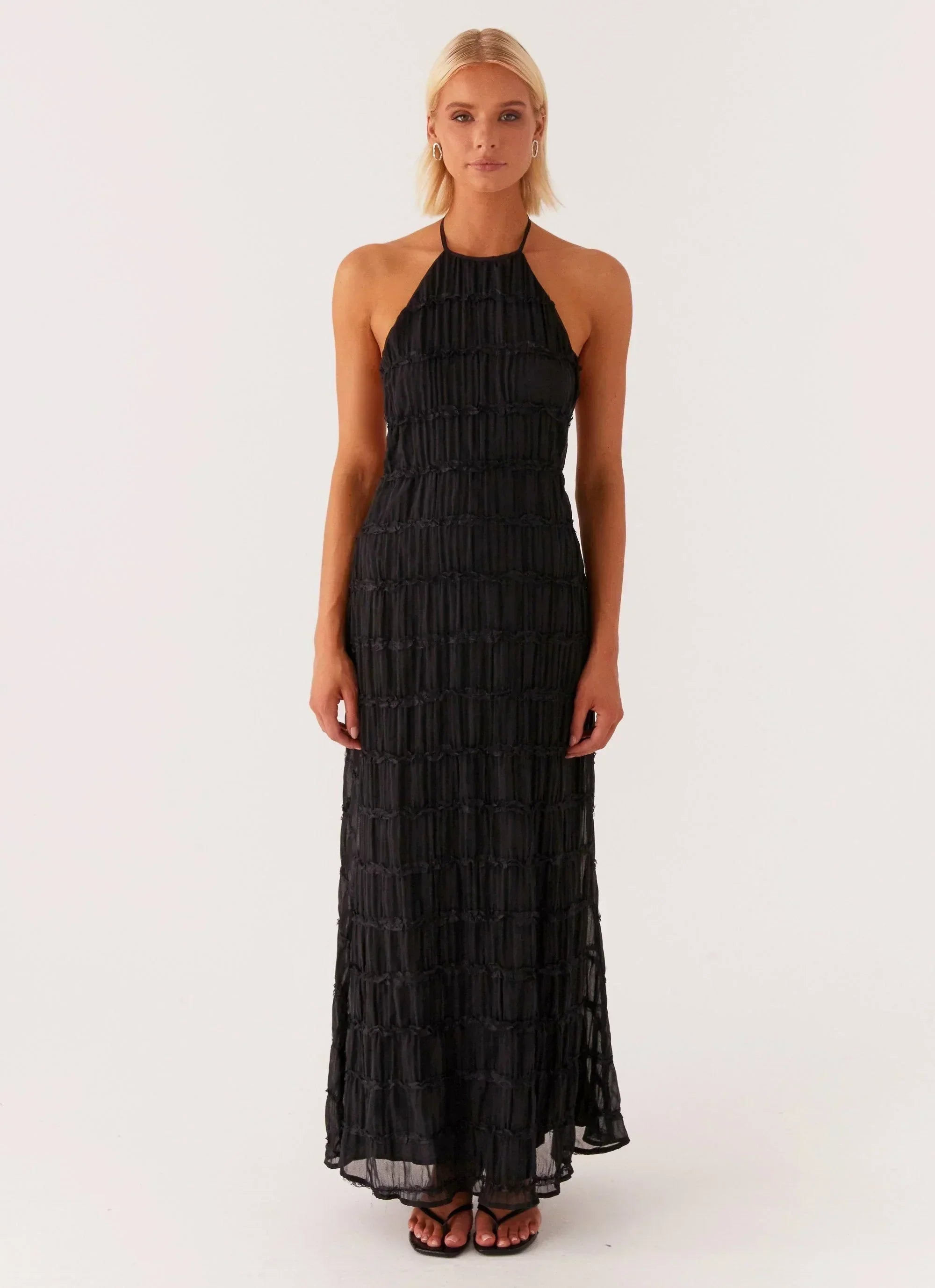 Women's black textured Maxi dress
