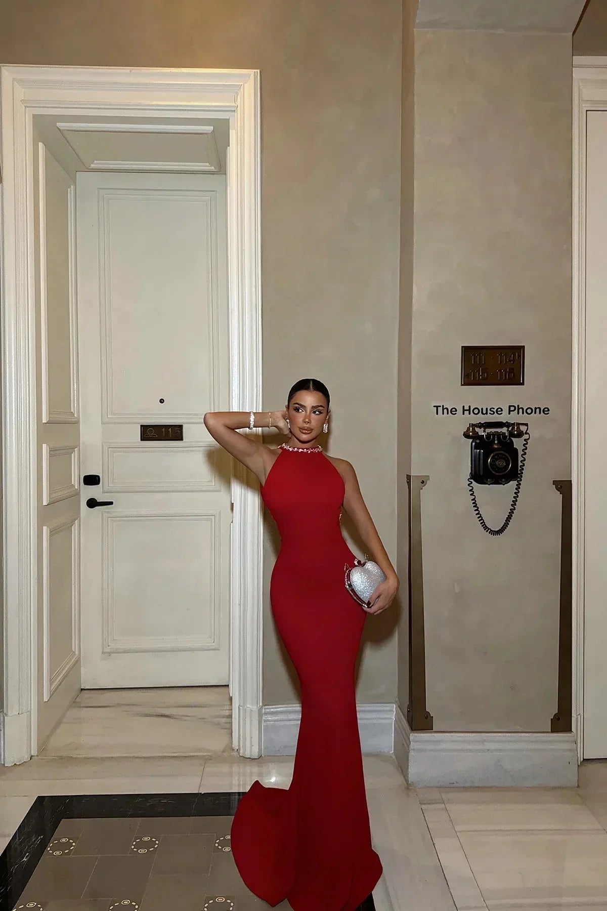 Red Maxi dress for women with beaded straps