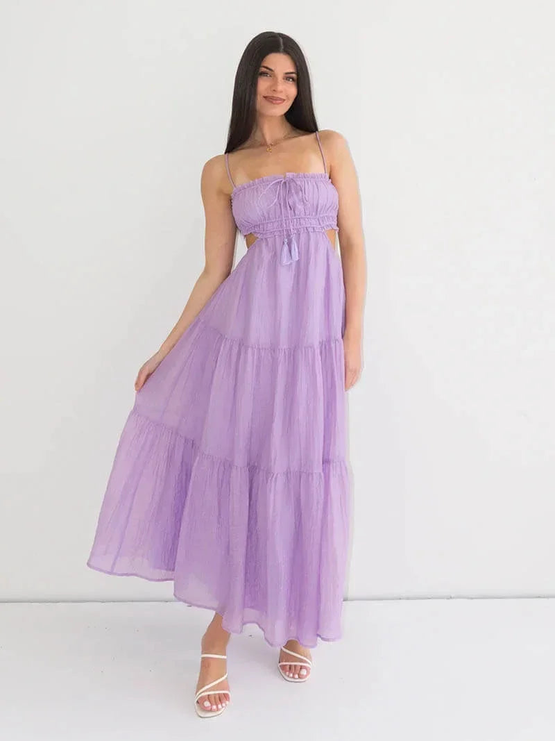 Summer Maxi dress with ruffles and delicate straps