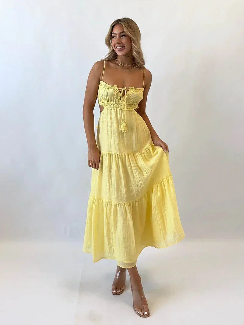 Summer Maxi dress with ruffles and delicate straps