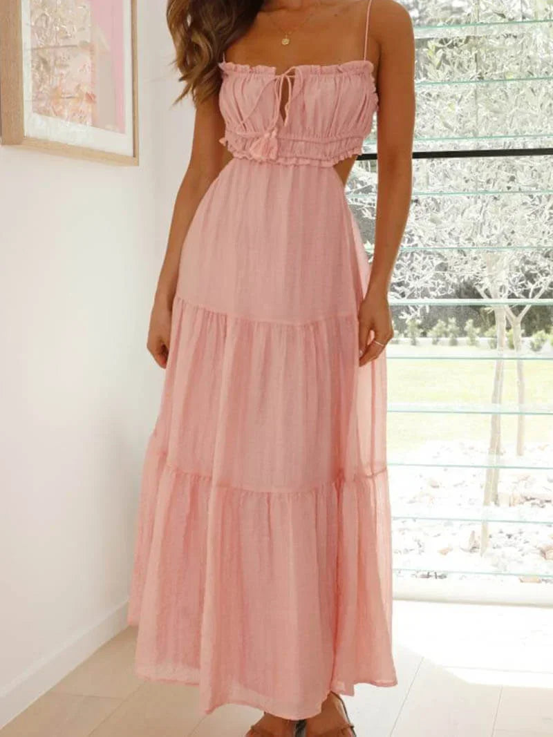 Summer Maxi dress with ruffles and delicate straps