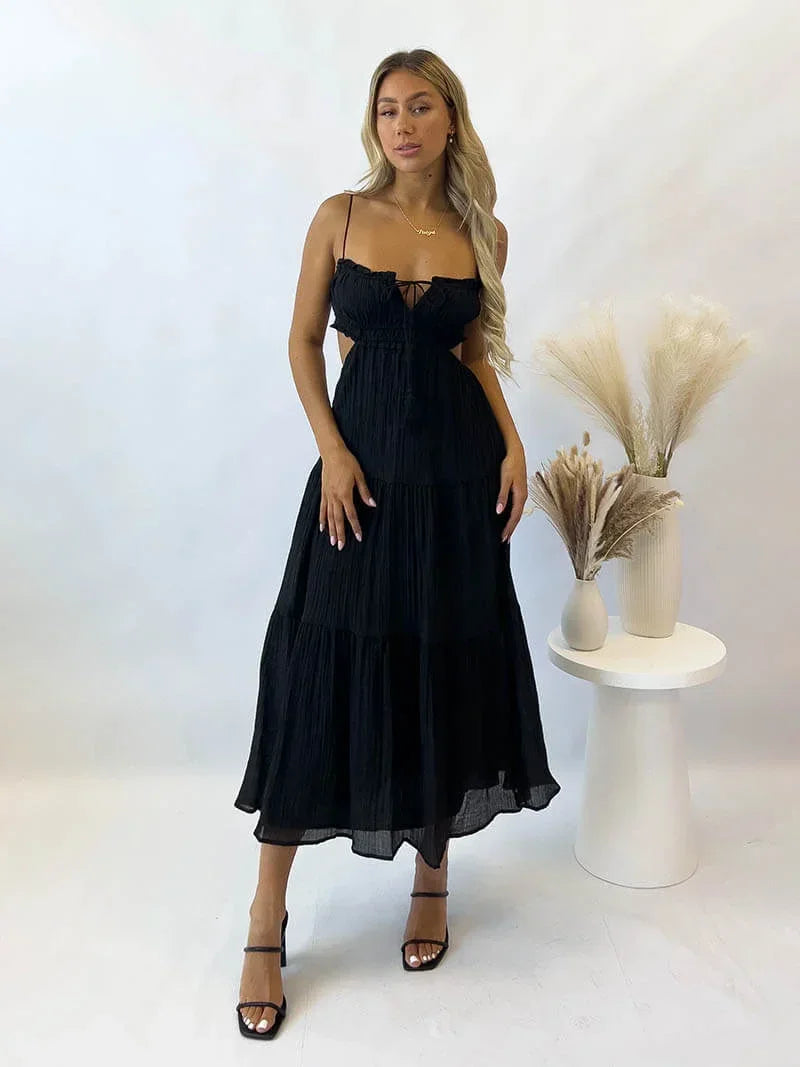 Summer Maxi dress with ruffles and delicate straps