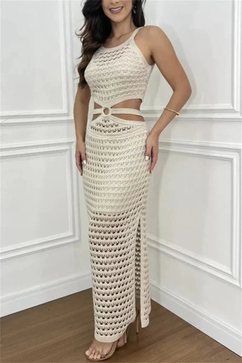 Summer Maxi dress with cut-outs and side slit