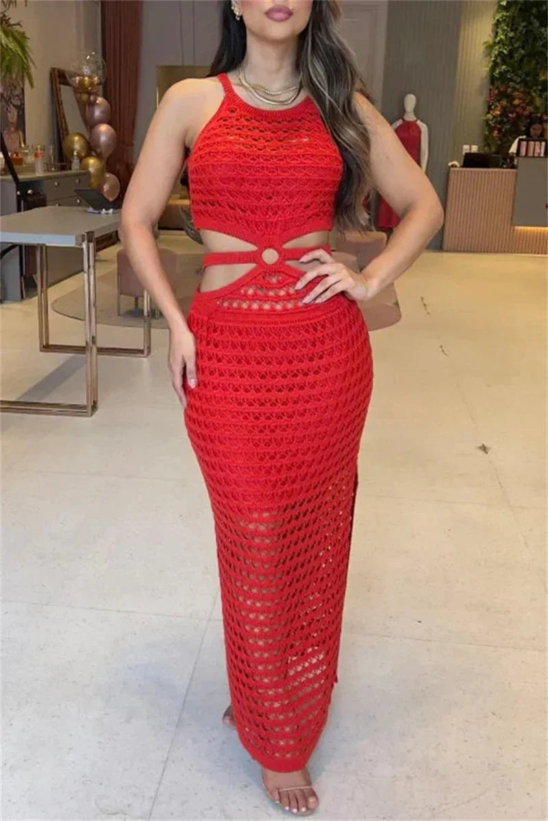 Summer Maxi dress with cut-outs and side slit