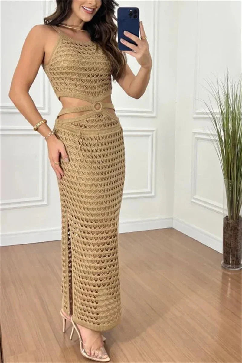 Summer Maxi dress with cut-outs and side slit