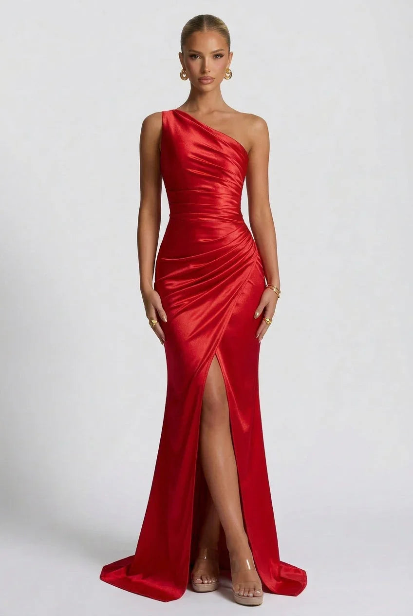 Slit satin Maxi dress for women