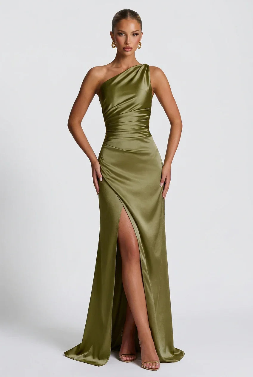 Slit satin Maxi dress for women