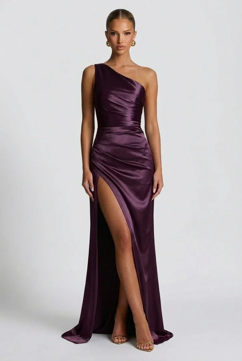 Slit satin Maxi dress for women