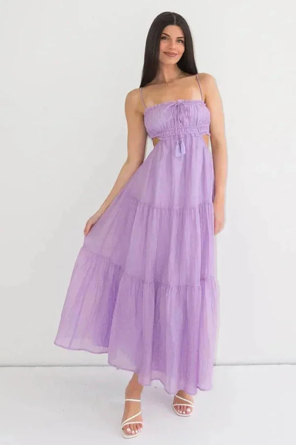 Women's backless summer Maxi dress with ruffle details
