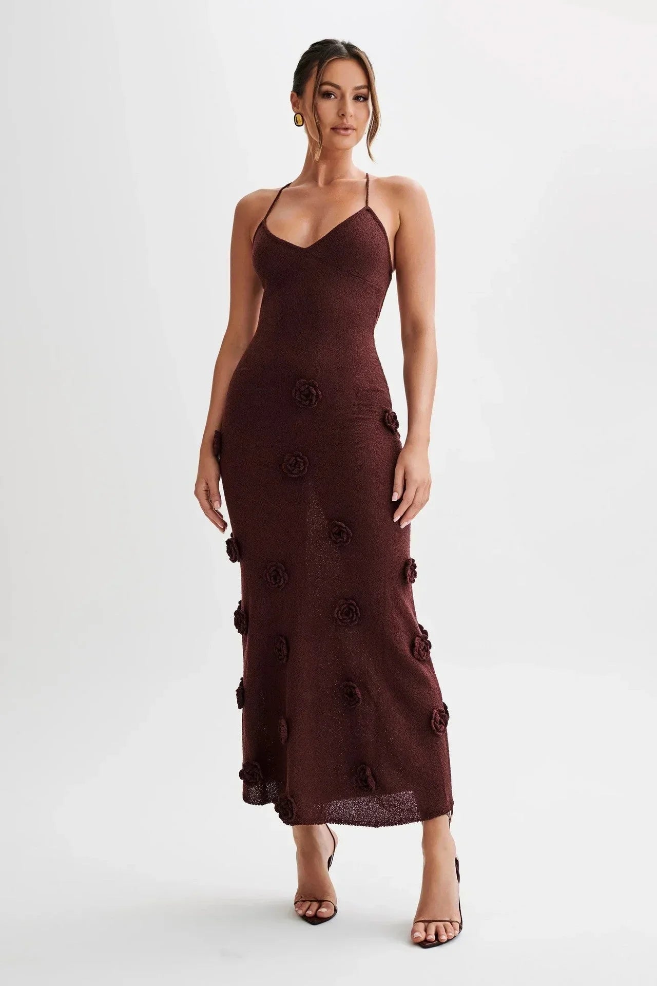 Women's Maxi dress with flowers and thin straps