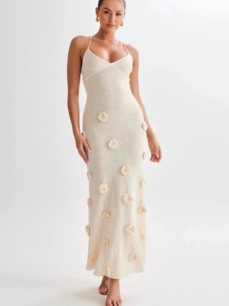 Women's Maxi dress with flowers and thin straps