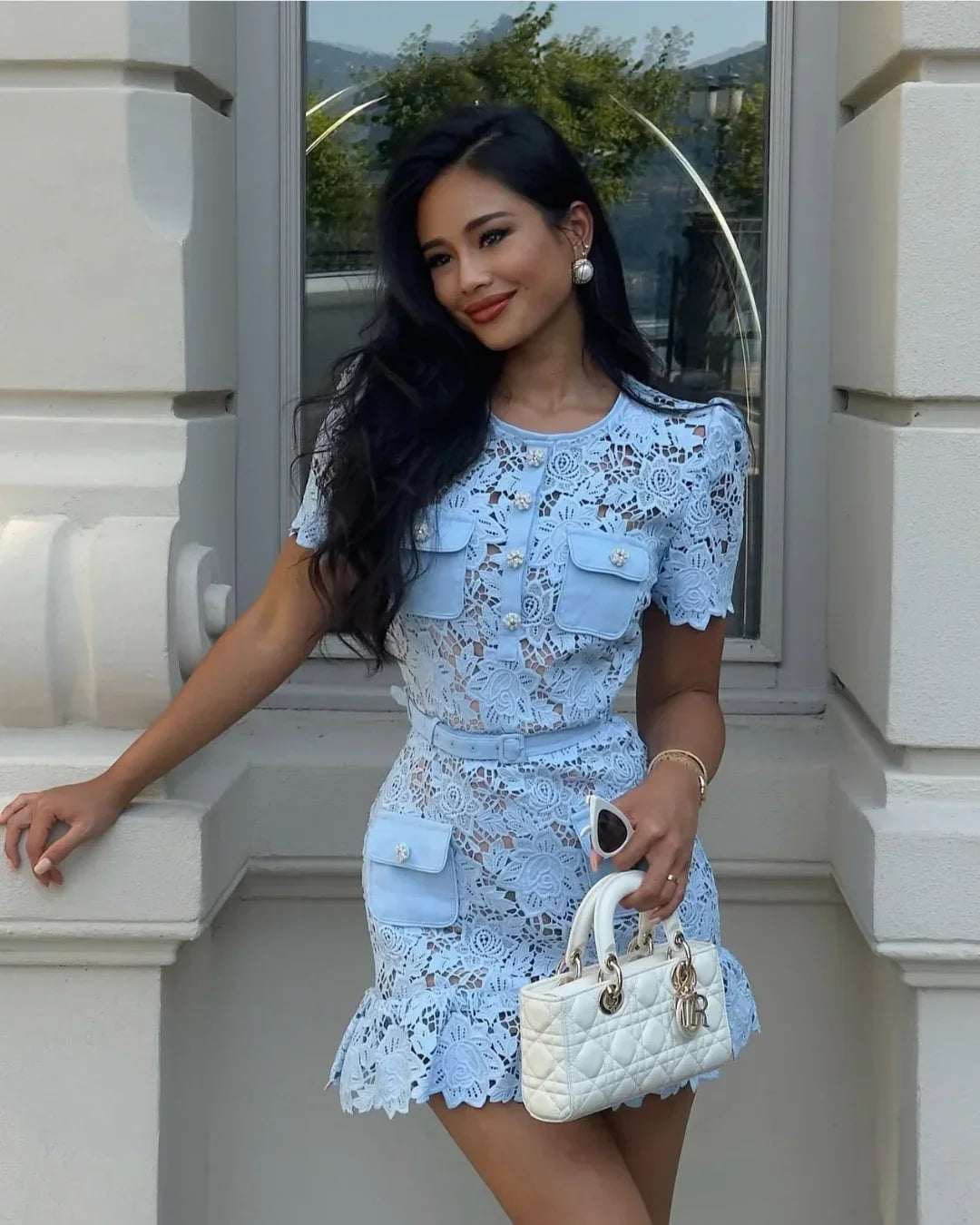 Women's blue lace Mini dress