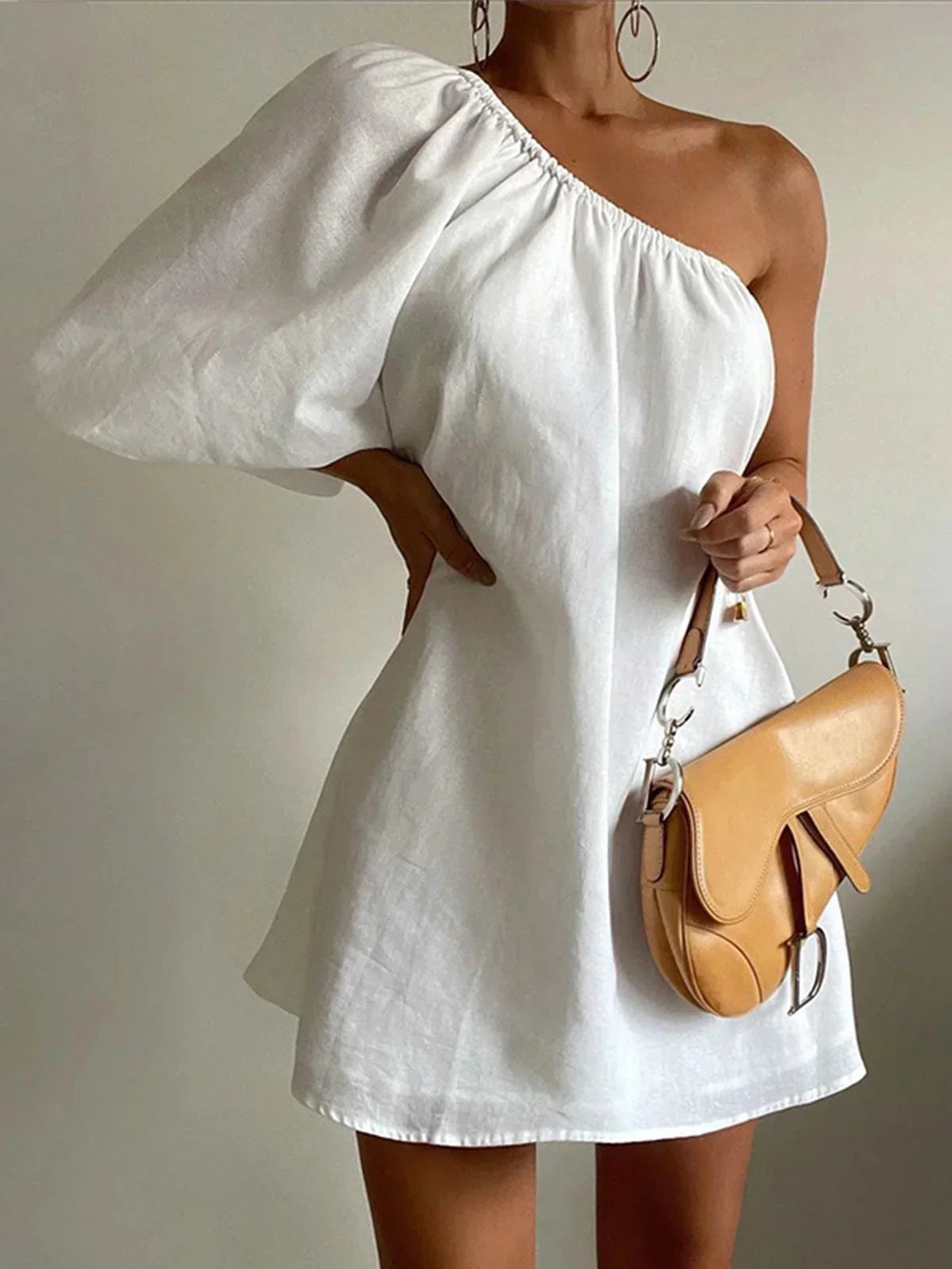 Mini dress off-Shoulder with puff sleeves summer