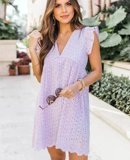 Mini dress women sleeveless lace with pockets